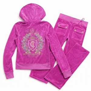 Juicy Couture Y2K Purple Velour Tracksuit Set Jacket M Pants XL